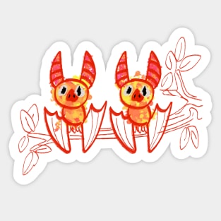 Cute little yellow bats Halloween Sticker